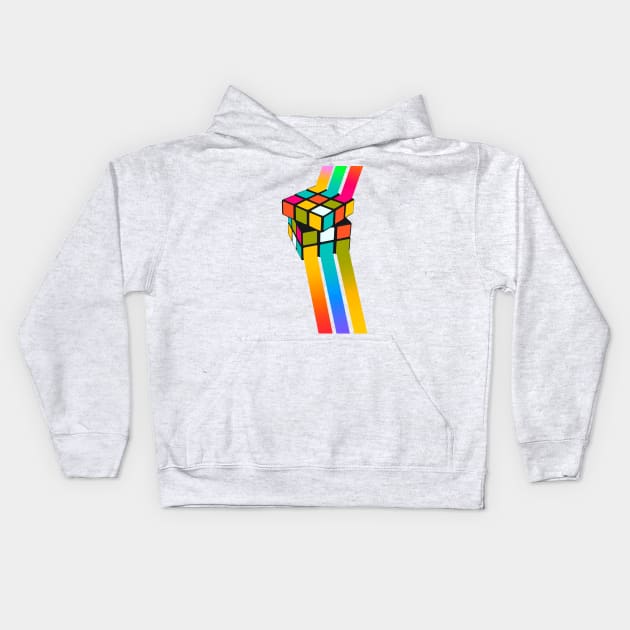 Colorful Rubiks Cube Art Kids Hoodie by AlondraHanley